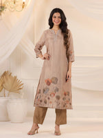 Brown Floral Printed Kurta Set With Dupatta for Women - SanskrutiHomes