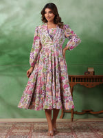 Floral Print A-Line Dress - SanskrutiHomes