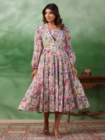 Floral Print A-Line Dress - SanskrutiHomes