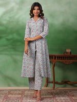 Red Flower Printed Kurta Set for Women - SanskrutiHomes