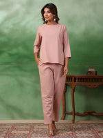 Solid cotton co-ord set - SanskrutiHomes