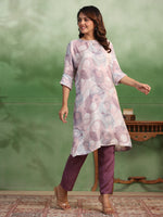 Pink Cotton Kurta Set for Women - SanskrutiHomes