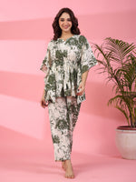 Jungle print Cotton Kaftan Night Suit - SanskrutiHomes