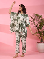 Jungle print Cotton Kaftan Night Suit - SanskrutiHomes