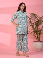 Cornflower Cotton Co-ord set - SanskrutiHomes