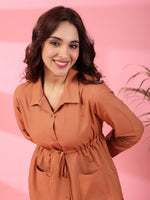 RUST BROWN 2 Pcs COTTON Night Suit - SanskrutiHomes