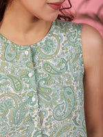 Printed sleeveless cotton Jumpsuit - SanskrutiHomes