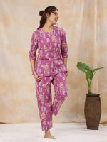 HEATHER MAUVE Cotton Night Suit - SanskrutiHomes