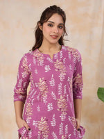 HEATHER MAUVE Cotton Night Suit - SanskrutiHomes