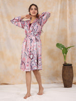 Dusty Pink Satin Night Dress - SanskrutiHomes