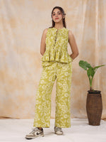 Green sleeveless co-ord set - SanskrutiHomes