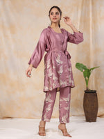 SUGAR PLUM 4 PC SATIN Night Suit Set with Pyjama and shorts - SanskrutiHomes