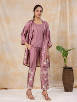 4Pcs Women Poly Satin Night Suit - SanskrutiHomes