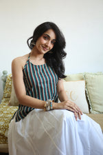 Multi Geometric Print Cotton Round Neck Top for Women - SanskrutiHomes