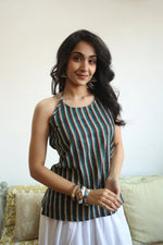Multi Geometric Print Cotton Round Neck Top for Women - SanskrutiHomes