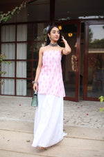 Pink Printed Cotton Short Sleeves Top for Women - SanskrutiHomes