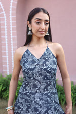 Blue Floral Print Cotton V-Neck Top for Women - SanskrutiHomes