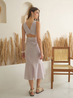 Off White Color Cotton A-Line Printed Dress for Women - SanskrutiHomes