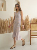 Off White Color Cotton A-Line Printed Dress for Women - SanskrutiHomes