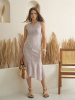 Off White Color Cotton A-Line Printed Dress for Women - SanskrutiHomes
