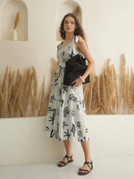 White Color Cotton A-Line Printed Dress for Women - SanskrutiHomes
