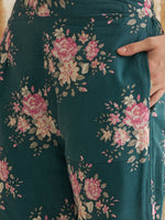 Sea Green Shirt Collar Pure Cotton Top Printed Co-ords Set for Women - SanskrutiHomes