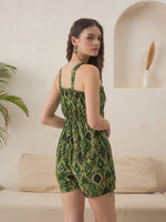 Green Ethnic Motifs Printed Jump Suit for Women - SanskrutiHomes