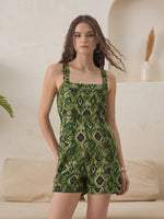 Green Ethnic Motifs Printed Jump Suit for Women - SanskrutiHomes