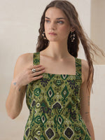 Green Ethnic Motifs Printed Jump Suit for Women - SanskrutiHomes