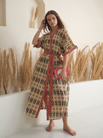 Brown Cotton Printed Bath Robe for Women - SanskrutiHomes