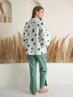 Green V-Neck Polyester Co-ords Set for Women - SanskrutiHomes