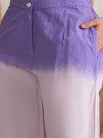 Purple Color Shirt Collar Pure Cotton Dyed Co-ords Set for Women - SanskrutiHomes