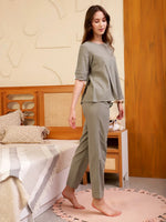 Grey Cotton Night Suit Set for Women - SanskrutiHomes