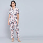 Pink Cotton Printed Night Suit Set with Pajama - SanskrutiHomes