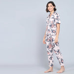Pink Cotton Printed Night Suit Set with Pajama - SanskrutiHomes