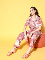 Wine Cotton Printed Night Suit Set with Payjama - SanskrutiHomes