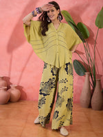 Lime Green Floral Printed Co-ords Set - SanskrutiHomes
