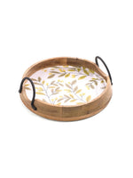PRINTED ROUND TRAY WITH METALLIC HANDLE - SanskrutiHomes
