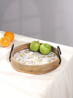 PRINTED ROUND TRAY WITH METALLIC HANDLE - SanskrutiHomes