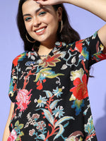 Black Cotton Printed Night Suit Set with Pajama - SanskrutiHomes