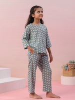 Elephant Printed Cotton Kids Night Suit - SanskrutiHomes
