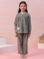 Grey Color Cotton Kids Night Suit - SanskrutiHomes