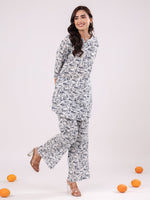 Floral Printed Cotton Night Suit for Kids - SanskrutiHomes