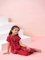 Sparrow Bird Printed Cotton Kids Night Suit - SanskrutiHomes