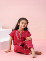 Sparrow Bird Printed Cotton Kids Night Suit - SanskrutiHomes