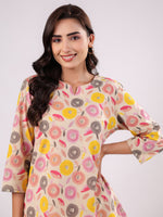 Pink Flower Printed Night Suit Set - SanskrutiHomes