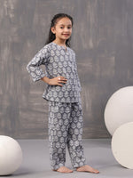 Flower Printed Cotton Kids Night Suit - SanskrutiHomes