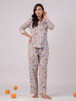 Cotton Printed Blue Night Suit Set - SanskrutiHomes