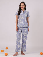 Floral Printed Cotton Night Suit Set - SanskrutiHomes
