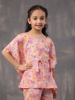 Multi Floral Printed Cotton Night Suit for Kids - SanskrutiHomes